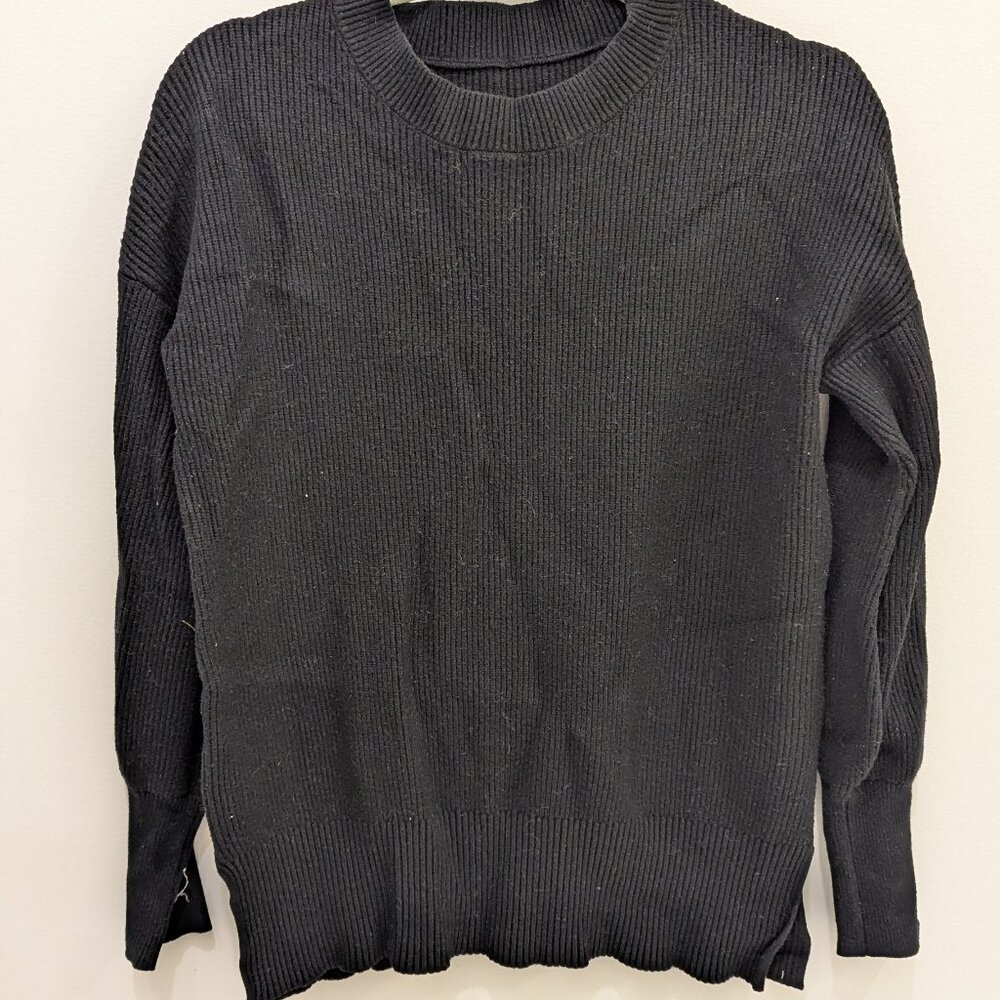 Unbranded Black Rib Knit Oversize Sweater with Mock Neck